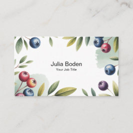 Berries and Branches Watercolor Surround Visitekaartje