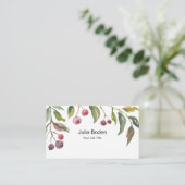 Berries and Branches Watercolor Top Visitekaartje (Staand voorkant)