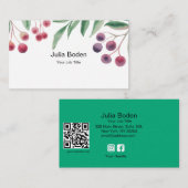 Berries and Branches Watercolor Unique Visitekaartje (Voorkant / Achterkant)