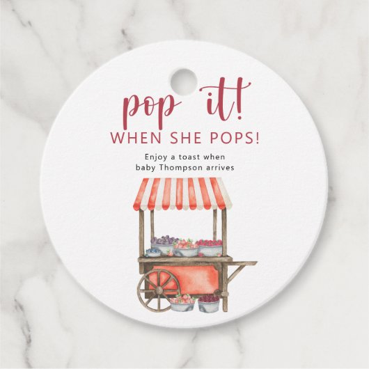 Berries baby shower -  Pop it When she pops Bedankjes Labels (Voorkant)