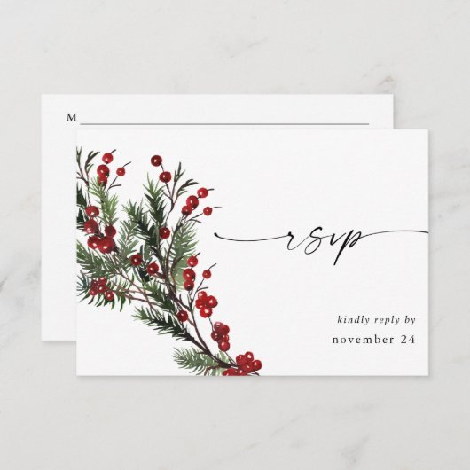 Berries de Noël & Pine w Repas RSVP (Devant / Derrière)