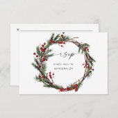 Berries de Noël & Pine w Repas RSVP Wreath (Devant / Derrière)