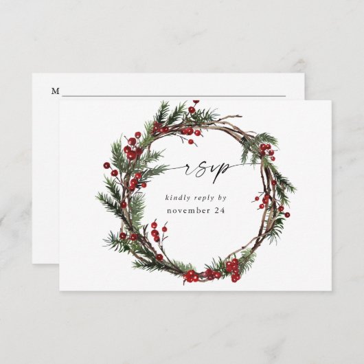 Berries de Noël & Pine w Repas RSVP Wreath (Devant / Derrière)