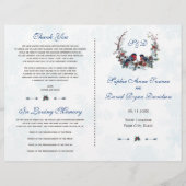 Berries d'hiver Bullfinch Wreath Wedding Programme (Devant)