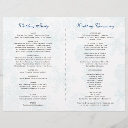 Berries d'hiver Bullfinch Wreath Wedding Programme (Dos)