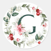 Berries d'hiver Monogramme G Petits Étiquettes ron (Devant)
