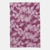 Berries en bloesems Paars Floral Pattern Theedoek (Verticaal)