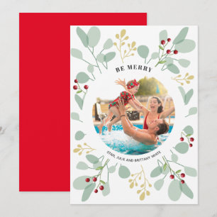 Berries en kerstfoto met Eucalyptus Feestdagenkaart