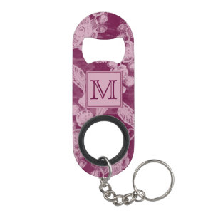 Berries en Paarse bloesems Floral Monogram Mini Flessenopener