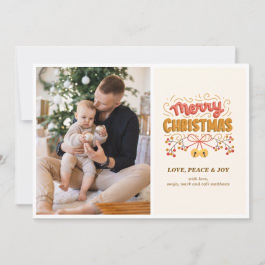 Berries et cloches Carte de Noël (Devant)