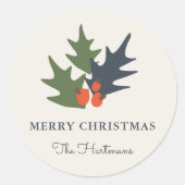 Berries et Feuilles Stickers de Noël personnalisés (Devant)