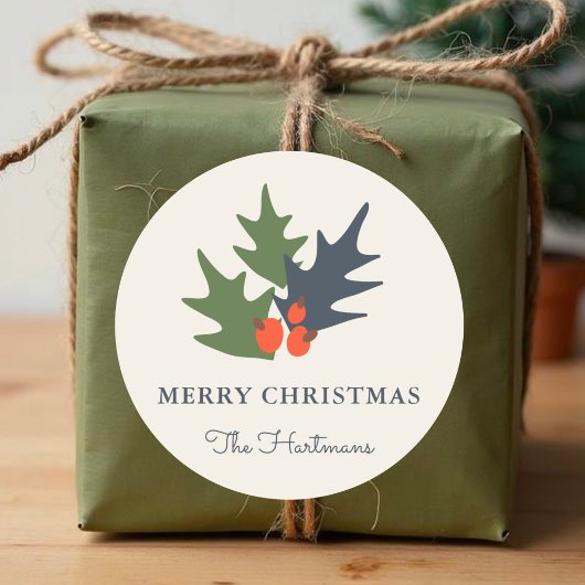 Berries et Feuilles Stickers de Noël personnalisés