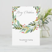 Berries et verdure Wreath Carte de Noël (Debout devant)