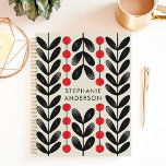Berries Feuilles noires et rouges Nom personnalisé<br><div class="desc">Découvrez la beauté de la nature grâce à cet élégant planificateur avec un motif botanique avec des feuilles noirs stylisés et des baies rouges sur un arrière - plan crème. Imaginez-vous en train de mettre en valeur vos rêves et rendez-vous au milieu de cette symphonie de la nature. Personnalisez-le avec...</div>