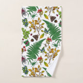 Berries forestières, feuilles et buissons sur blan (Serviette à main)