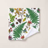 Berries forestières, feuilles et buissons sur blan (Gant de toilette)