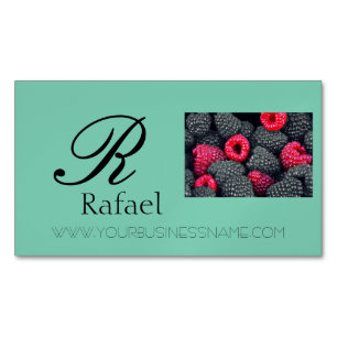 Berries Fruit Elegant Name Monogram Business Magnetisch Visitekaartje