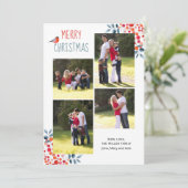 Berries, oiseau Noël carte de collage photo (Debout devant)