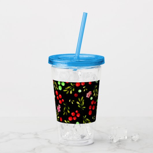 Berries Pattern Acryl Drinkbeker (Achterkant ijs)