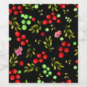 Berries Pattern Wijn Etiket (Enkel label)