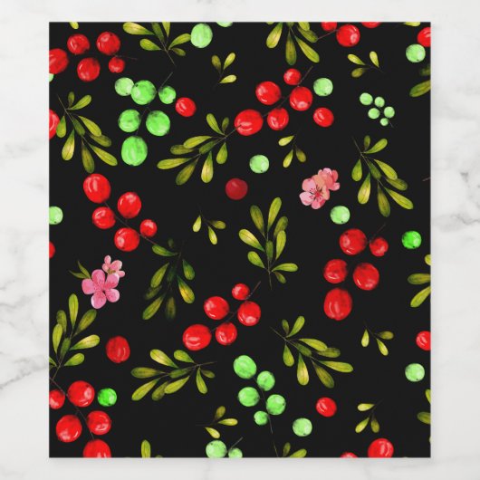 Berries Pattern Wijn Etiket (Enkel label)