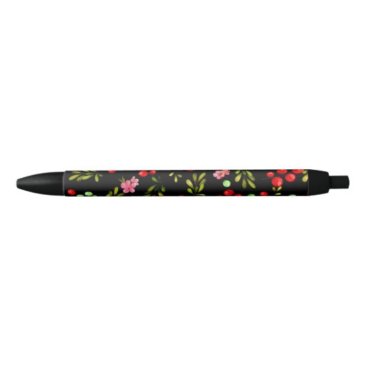 Berries Pattern Zwarte Inkt Pen (Voorkant)