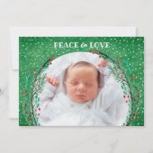 Berries Pine Wreate Kerstfotofeestdag Kaart (Voorkant)