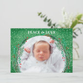 Berries Pine Wreate Kerstfotofeestdag Kaart (Staand voorkant)