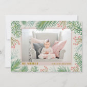 Berries Pines kerstfoto Feestdagenkaart (Voorkant)