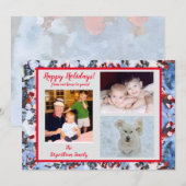 Berries rouges en neige Carte de vacances photo (Devant / Derrière)