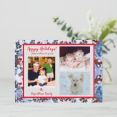 Berries rouges en neige Carte de vacances photo (Debout devant)