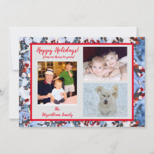 Berries rouges en neige Carte de vacances photo