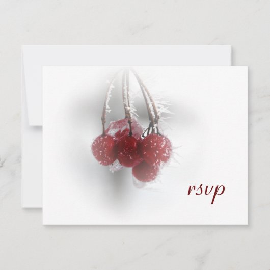 Berries rouges Frosty Mariage d'hiver RSVP (Devant)