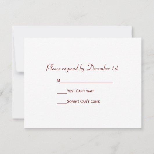 Berries rouges Frosty Mariage d'hiver RSVP (Dos)