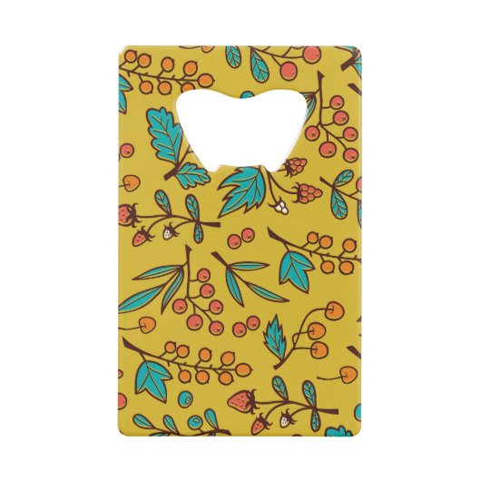 Berries sur branches, motif naturel sans soudure. (Devant)