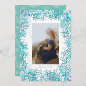 Berries Turquoise Carte photo de Noël (Devant / Derrière)