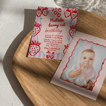 Berry 1e Hand Getrokken Aardbei Foto Verjaardag