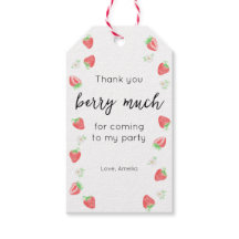 Berry 1e verjaardag | Aardbei dank je cadeau label