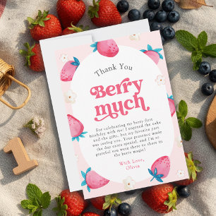 Berry 1e verjaardag aardbei eerste verjaardagsfees bedankkaart