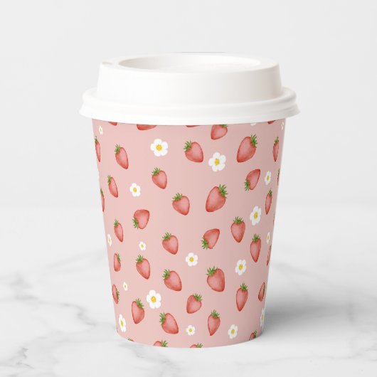 Berry 1e Verjaardag Aardbei Theme Papieren Cups Papieren Bekers (Achterkant)