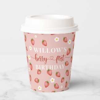 Berry 1e Verjaardag Aardbei Theme Papieren Cups Papieren Bekers