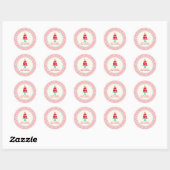 Berry 1e verjaardag Aardbeientaart Checkerboard Ronde Sticker (Vel)