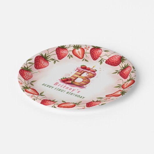 Berry 1e Verjaardag Bord Letter B Cake Design (Gekanteld)