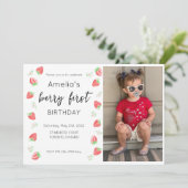 Berry 1e verjaardag foto uitnodiging (Staand voorkant)