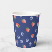 Berry 1e Verjaardagsfeest Aardbei Blauw Blauw Papieren Bekers (Achterkant)