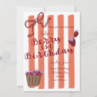 Berry 1er Anniversaire Filles Fête Invitation