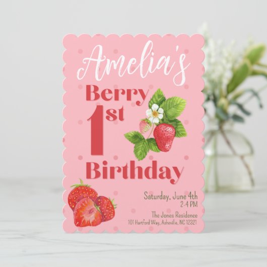 Berry 1er Anniversaire Invitation (Debout devant)