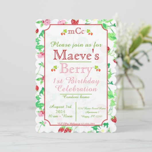 Berry 1er Anniversaire Invitation (Debout devant)