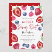 Berry 1er Anniversaire Invitation Berry First Ver  (Devant / Derrière)