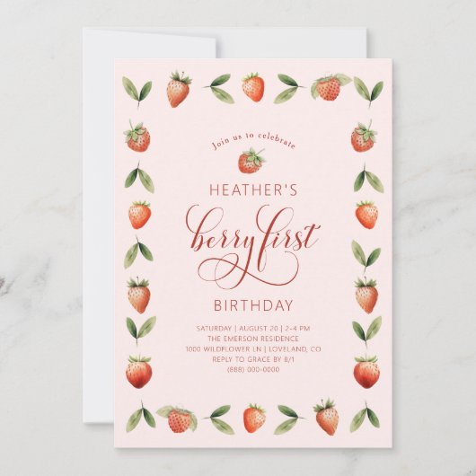 Berry 1er Anniversaire Invitations (Devant)